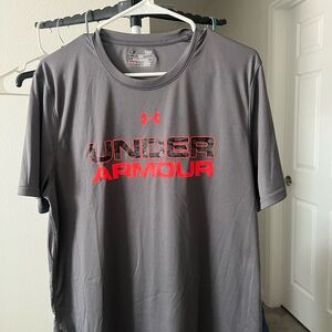 Under Armour Gray and Red Short Sleeve Tee